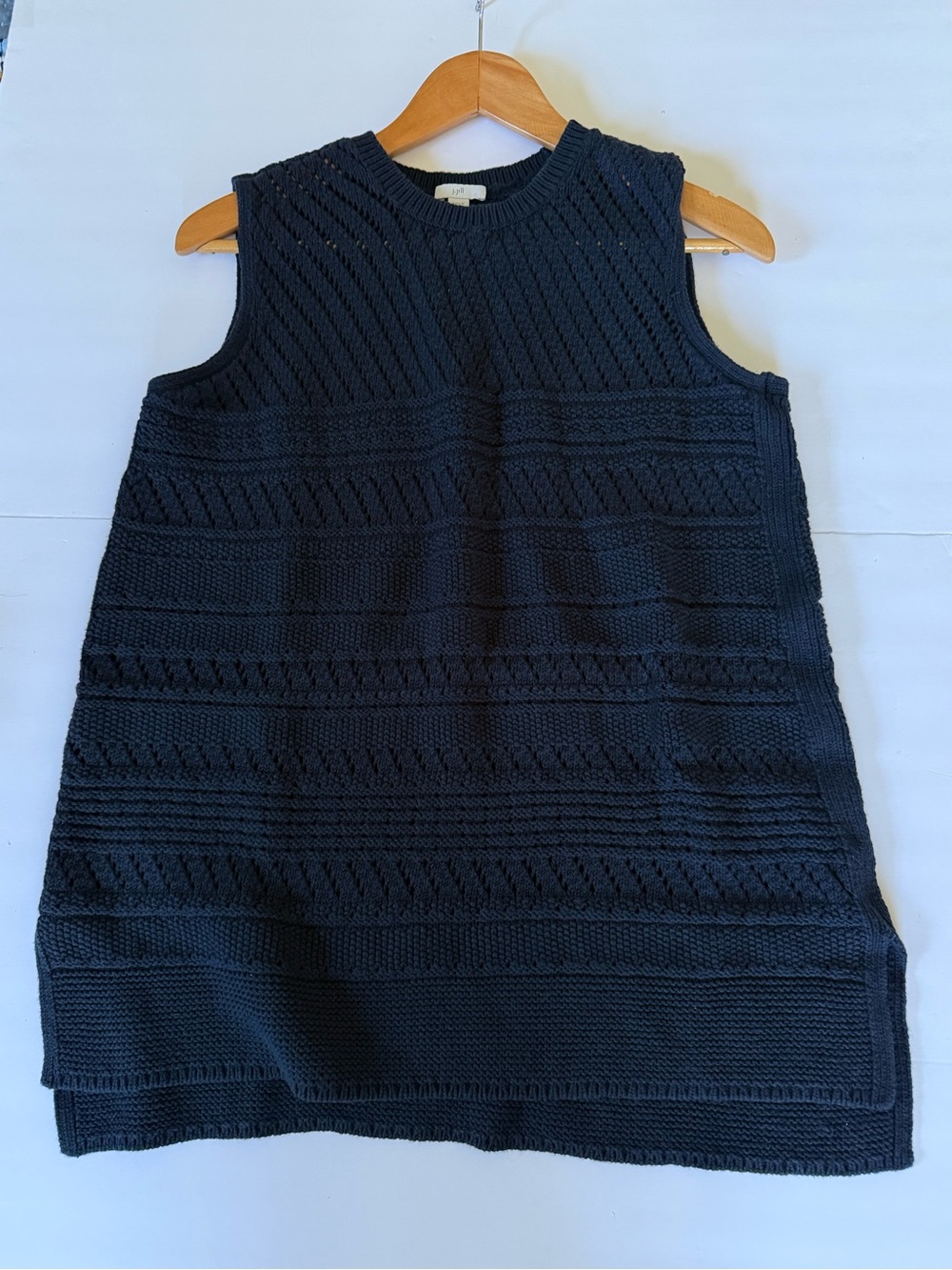 M - J Jill - Crocheted Open Neck Navy Swimsuit Coverup/Dress